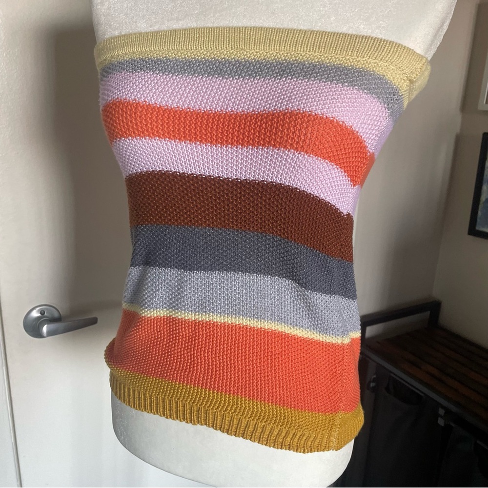 Colorful stripe body con pencil skirt or tube top
